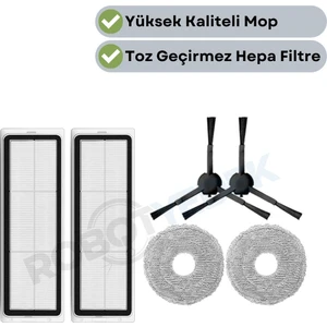 Dreame Bot L10S Pro Uyumlu Yedek Hepa Filtre Yan Fırça Mop-6 Parça