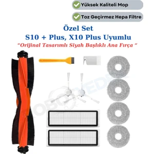 Xiaomi S10 Plus X10 Plus X20 Plus Uyumlu Yedek Fırça Hepa Filtre Mop Özel Seti-7 Parça