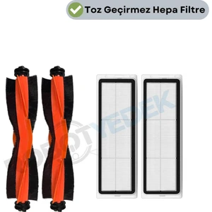 Xiaomi S10 Plus (S10T Değil) Uyumlu Yedek Siyah Ana Fırça ve Hepa Filtre-4 Parça