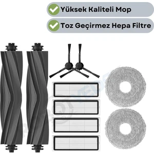 Dreame Bot L10S Pro Uyumlu Yedek Silikon Fırça Hepa Filtre Mop Seti-10 Parça