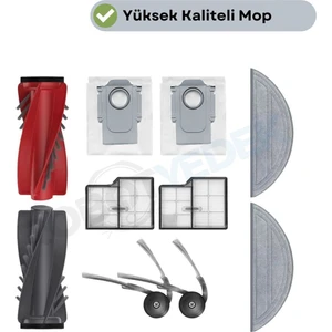Roborock Saros 10  Uyumlu Ana Fırça, Hepa Filtre  Mop  Yan Fırça Toz Torbası Seti 10 Parça