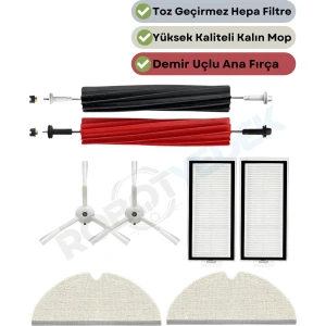 Roborock Q8 Max, Q8 Max Plus Beyaz Uyumlu Yedek Fırça Hepa Filtre Mop Seti-7 Parça