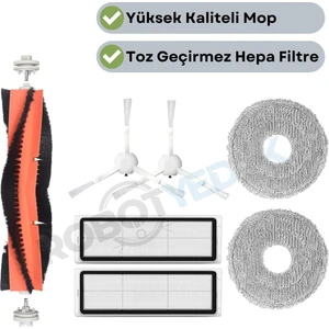 Xiaomi X10 Plus X20 Plus Uyumlu Yedek Fırça Hepa Filtre Mop Seti-7 Parça