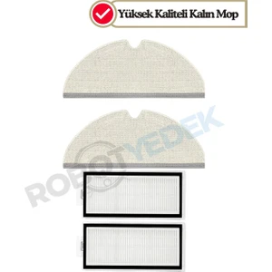 Roborock Q8 Max, Q8 Max Plus Uyumlu Yedek Mop ve Hepa Filtre-4 Parça