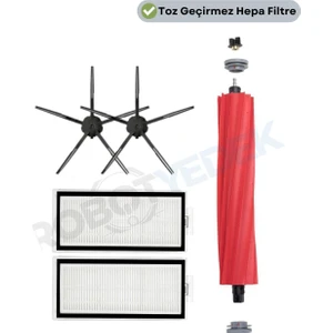 Roborock Q7 Max, Q7 Max Plus Siyah Uyumlu Yedek Fırça Hepa Filtre Seti-5 Parça