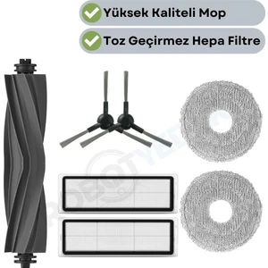 Dreame L10S Pro Gen 2 Uyumlu Yedek Silikon Fırça Hepa Filtre Mop Seti-7 Parça