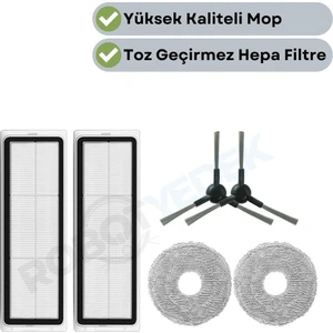 Dreame L10S Pro Gen 2 Uyumlu Yedek Hepa Filtre Yan Fırça Mop-6 Parça