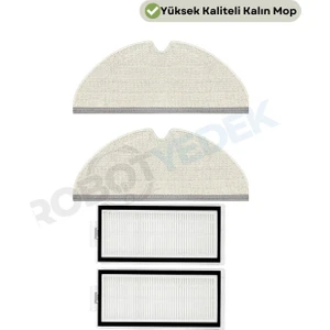 Roborock Q7 Max, Q7 Max Plus Uyumlu Yedek Mop ve Hepa Filtre-4 Parça