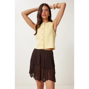 Mini Şifon Etek LNS0063 KAHVERENGİ