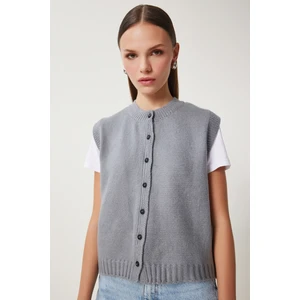 Happiness İstanbul Bisiklet Yaka Düğmeli Triko Yelek