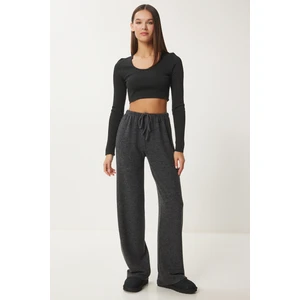 Yumoş Bol Örme Pantolon LUB0063 ANTRASİT