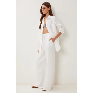Oversize Müslin Gömlek Pantolon Takım LSA0014 EKRU
