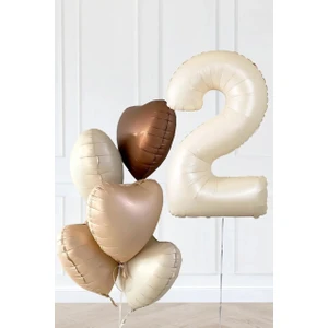 Papatya Party Yaş Temalı Retro Bej Yaş Balonlu Latte Bej Kahve Kalpli Retro Doğum Günü Yaş Balon Seti