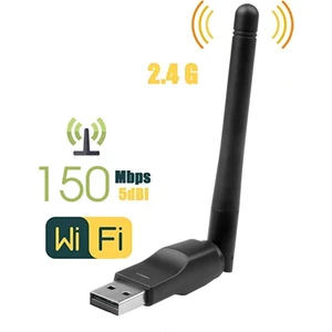 USB Kablosuz Wifi Alıcı Adaptör 5dbi – MT7601 Chipset | Tak-Çalıştır | Pc, Laptop ve Uydu Cihazı Uyumlu