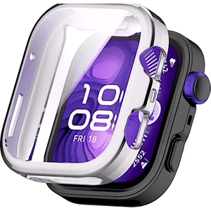 Huawei Watch Fit 4 Uyumlu Silikon Ekran ve Kasa Koruyucu Gümüş