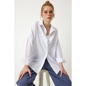 Oversize Basic Gömlek LDD0003 BEYAZ