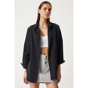 Oversize Basic Gömlek LDD0003 SİYAH