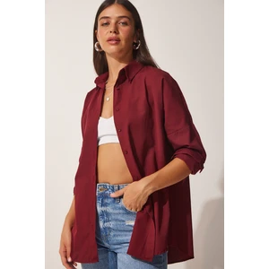Oversize Basic Gömlek LDD0003 BORDO
