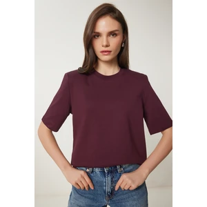 Vatkalı İnterlok Tshirt LUS0085 MÜRDÜM