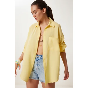 Oversize Basic Müslin Gömlek LMX0002 SARI