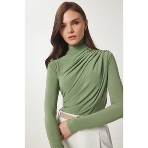 Büzgü Detaylı Sandy Bluz LFF0001 ÇAĞLA YEŞİLİ