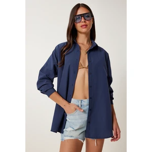 Oversize Basic Gömlek LDD0003 LACİVERT