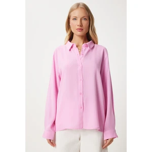 Rahat Kalıp Viskon Gömlek LTO0032 PEMBE