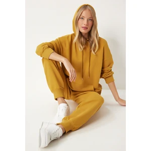 Kapüşonlu Sweatshirt Jogger Oversize Örme Eşofman Takımı LPYS003 HARDAL