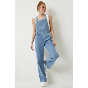 Askılı Denim Bahçıvan Tulum LRV0006 AÇIK MAVİ