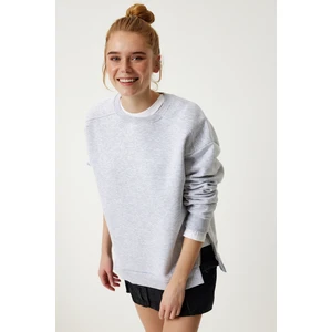 Fermuar Detaylı Şardonlu Sweatshirt LUB0003 GRİ