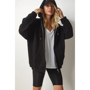 Kapüşonlu Fermuarlı Oversize Sweatshirt