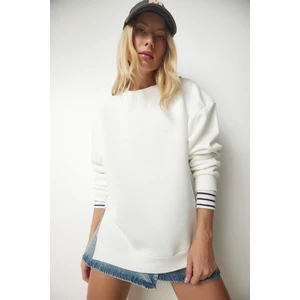 Fermuar Detaylı Şardonlu Sweatshirt LUB0003 EKRU