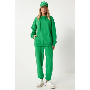 Kapüşonlu Sweatshirt Jogger Oversize Örme Eşofman Takımı