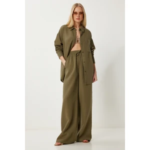 Oversize Müslin Gömlek Pantolon Takım LSA0014 HAKİ