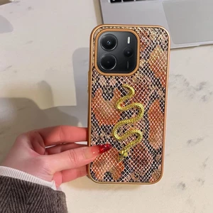 Xiaomi Redmi Note 14 5g Uyumlu Kılıf Zebana Golden Serpent Silikon Kılıf Turuncu