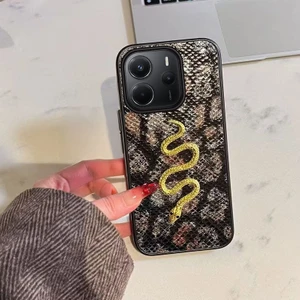 Xiaomi Redmi Note 14 5g Uyumlu Kılıf Zebana Golden Serpent Silikon Kılıf Siyah