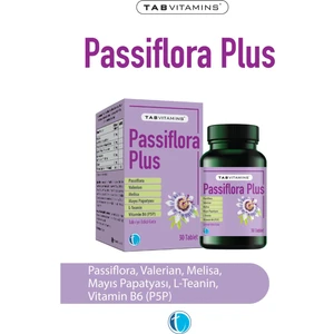 Passiflora Plus 30 Tablet Pasiflora Valerian Melisa Papatya L-Teanin