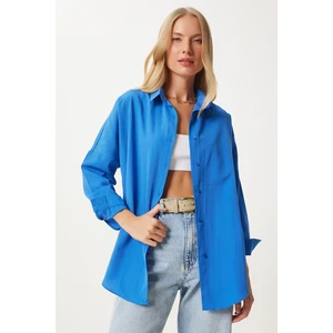 Oversize Basic Gömlek LDD0003 CANLI MAVİ