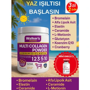 Walker`s %100 Saf ve Doğal Ceramide, Elastin, Cranberry, Içeren Çift Hidrolize Kolajen - Collagen
