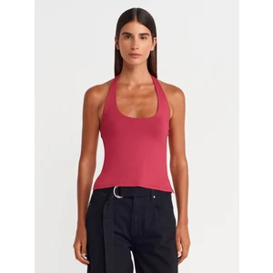 31753 Halter Yaka Top-Koyu Fuşya