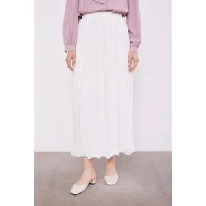 Ekru Kırışık Piliseli Etek