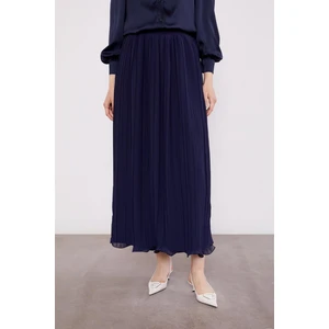 Lacivert Kırışık Piliseli Etek