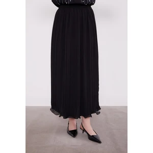 Siyah Kırışık Piliseli Etek