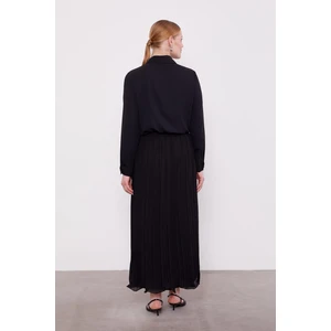 Siyah Kırışık Piliseli Etek