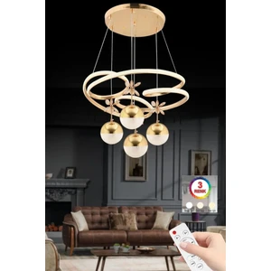 Istanbul Avize Ladın 4'lü Gold Kumandalı 3 Renk Ledli Modern Lüx LED Avize