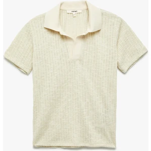 Metalik Iplik Detaylı Parıltılı Kısa Kollu Polo Yaka Tişört