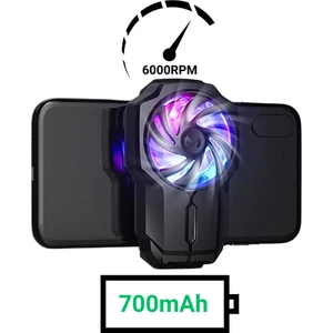 700MAH Şarjlı Rgb Işıklı Sessiz 6000RPM Telefon Soğutucu Fan, Universal 3 Vitesli Süper Soğutucu