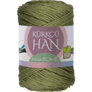 Kürkçü Han Premium Makrome Ipi 3mm 200GR 120M, %85 Rejenere Pamuk Örgü Ipi - Yeşil