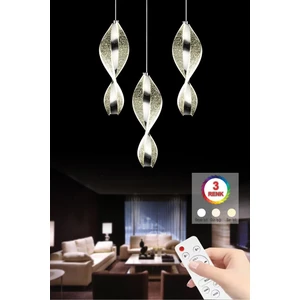 Istanbul Avize Mars 3'lü Gümüş Kumandalı LED 3 Renk Modern Ledli Avize