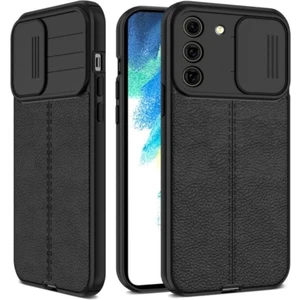 Samsung Galaxy A03S Kılıf Sürgülü Slide Kamera Korumalı Deri Görünümlü Leke Tutmaz Lüks Silikon